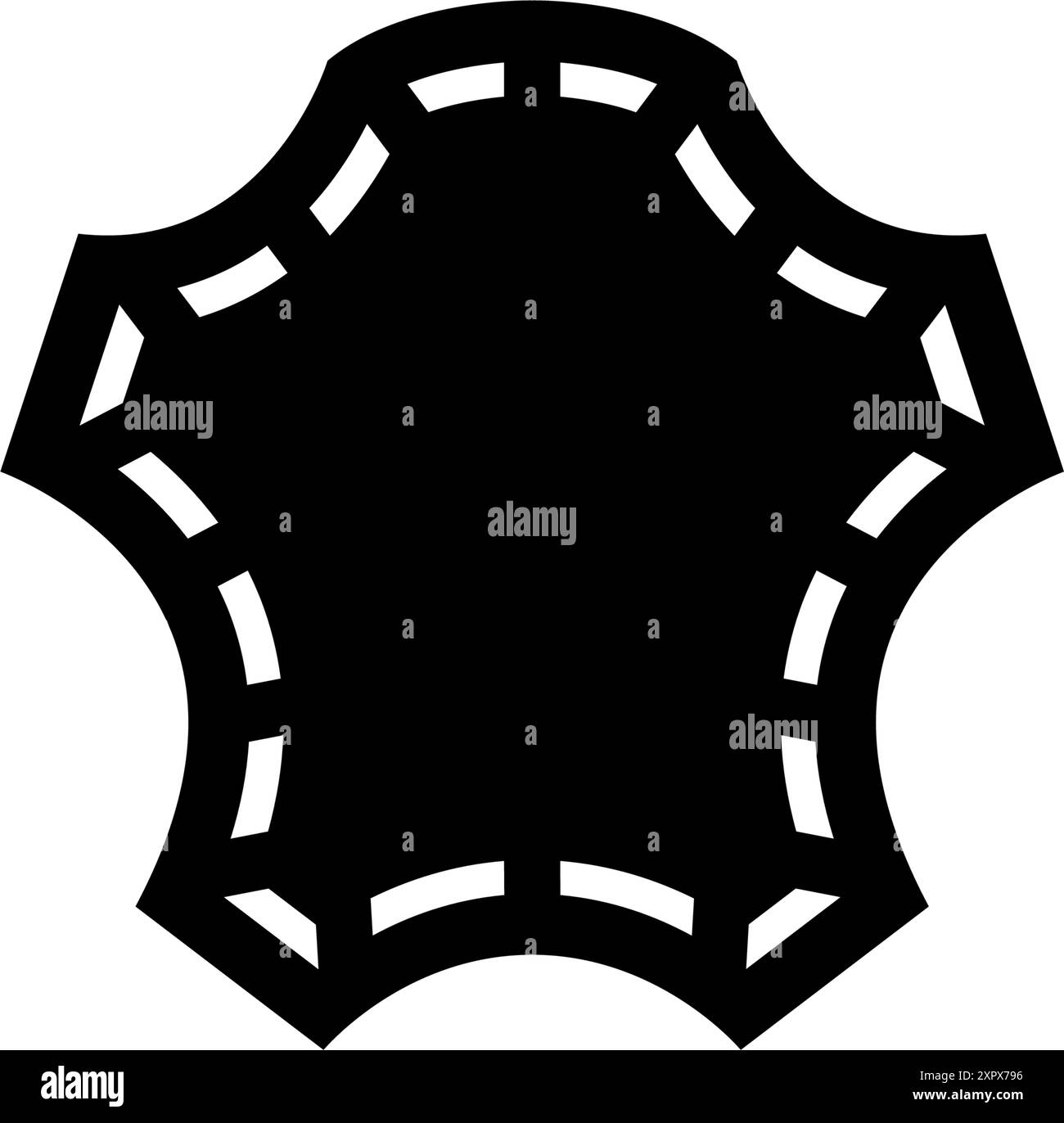 Icona nera vettoriale minimalista che rappresenta un'etichetta in pelle, perfetta per il branding e l'e-commerce. Illustrazione Vettoriale