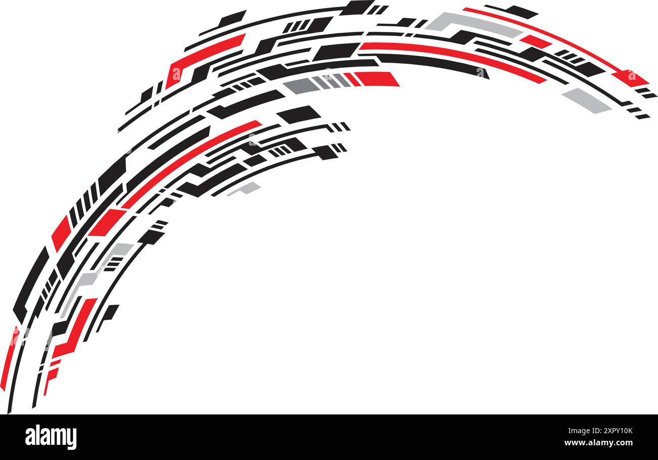 Strisce sportive, adesivi per auto di colore nero. Decalcomanie da corsa Illustrazione Vettoriale