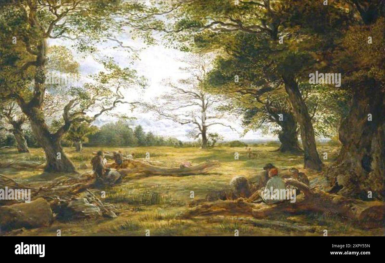 Linnell, John; Windsor Forest ('Wood-Cutting in Windsor Forest'); Tate; http://www.artuk.org/artworks/windsor-forest-wood-cutting-in-windsor-forest-200583 Foto Stock