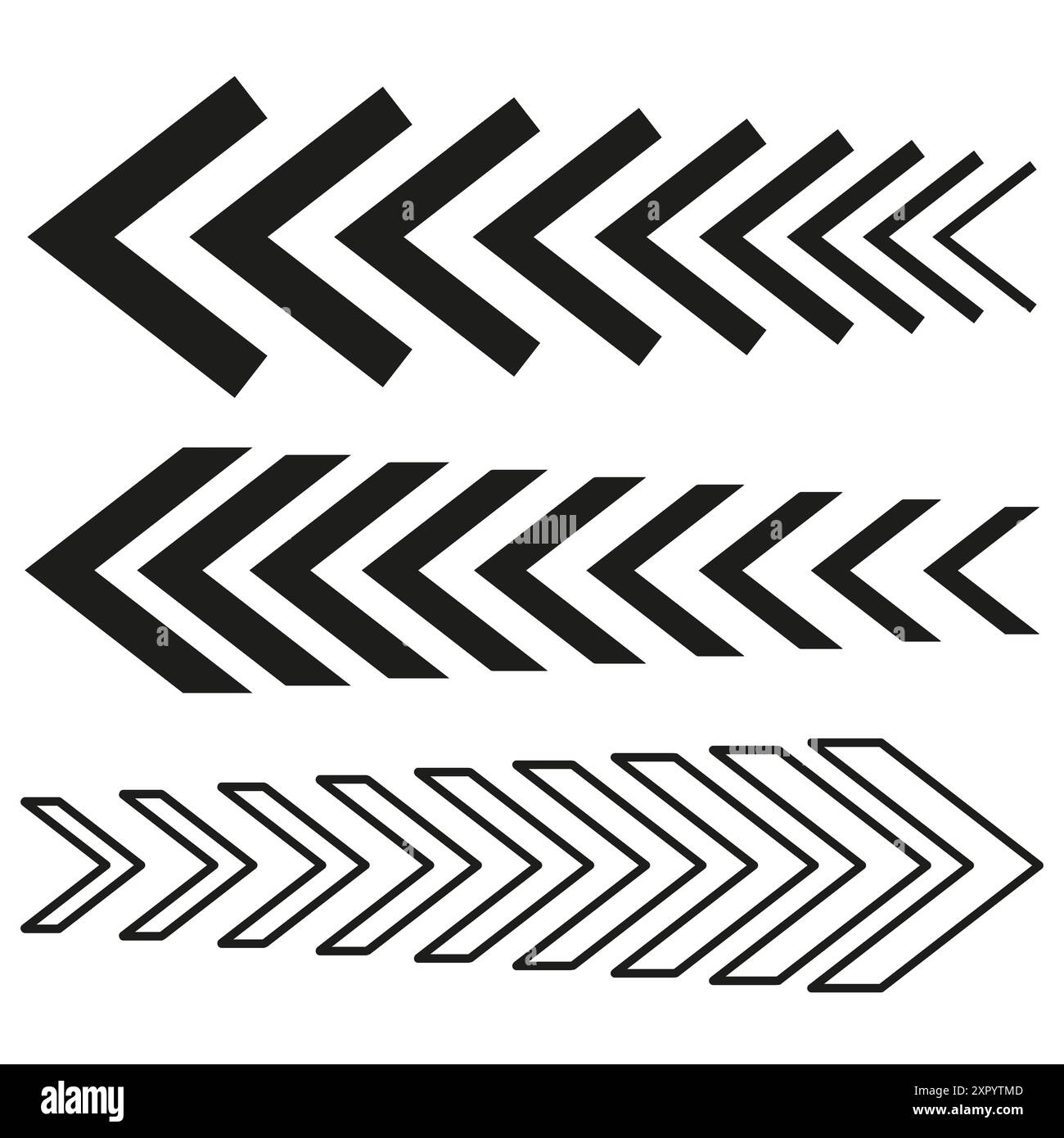 Set di icone freccia. Simboli di direzione. Vettore semplice. Bianco e nero. Illustrazione Vettoriale