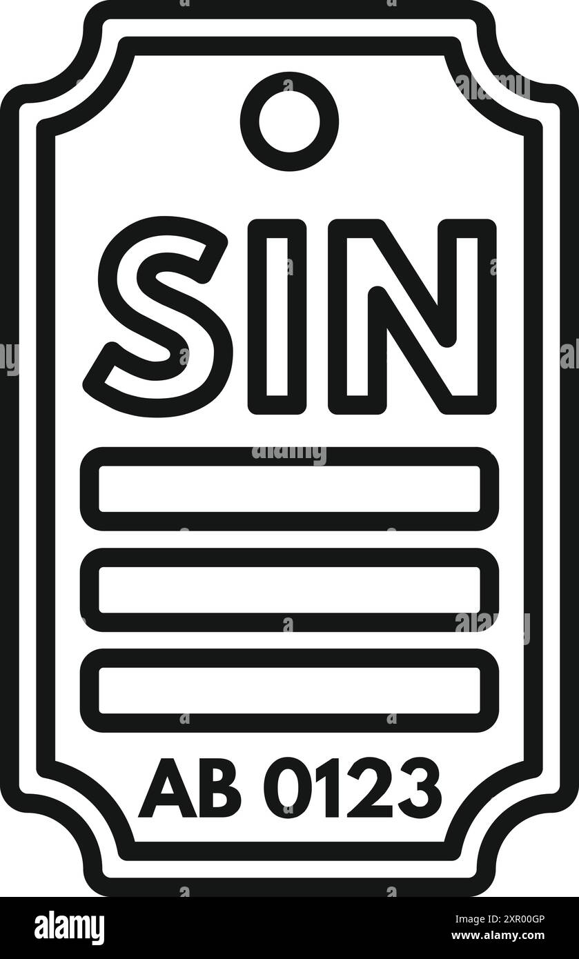 Cartellino del peccato che mostra un atto o un reato immorale, che rappresenta il concetto di infrangere le regole religiose o morali Illustrazione Vettoriale