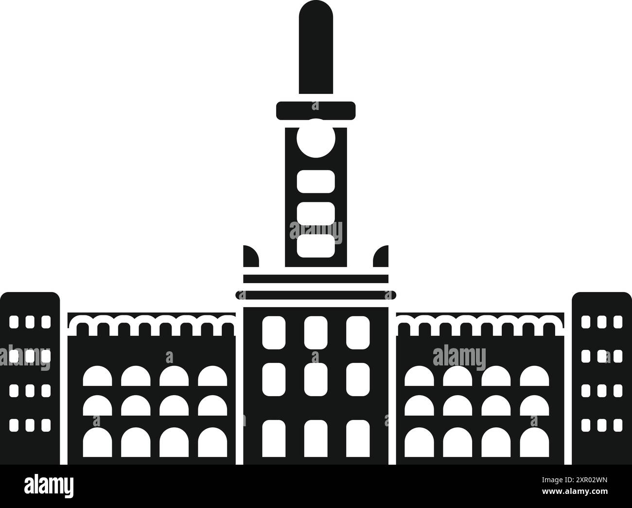 Icona in bianco e nero della grande torre dell'orologio ben a londra, inghilterra Illustrazione Vettoriale