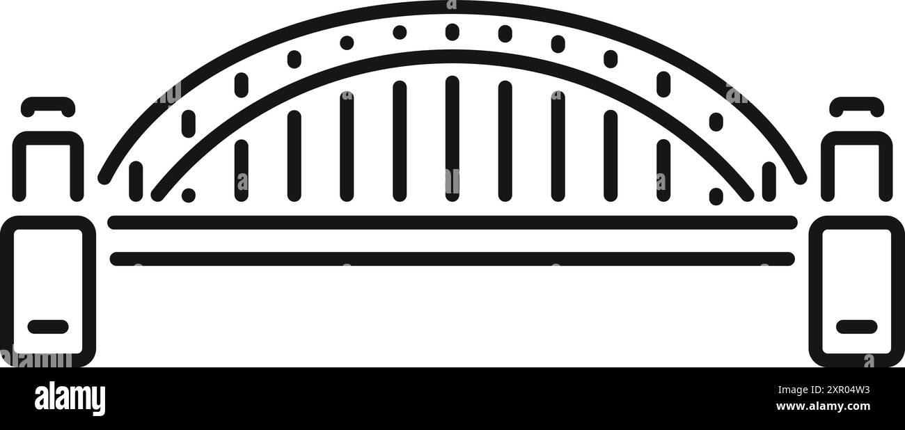 Ponte del porto di Sydney che collega le coste con abilità architettoniche Illustrazione Vettoriale