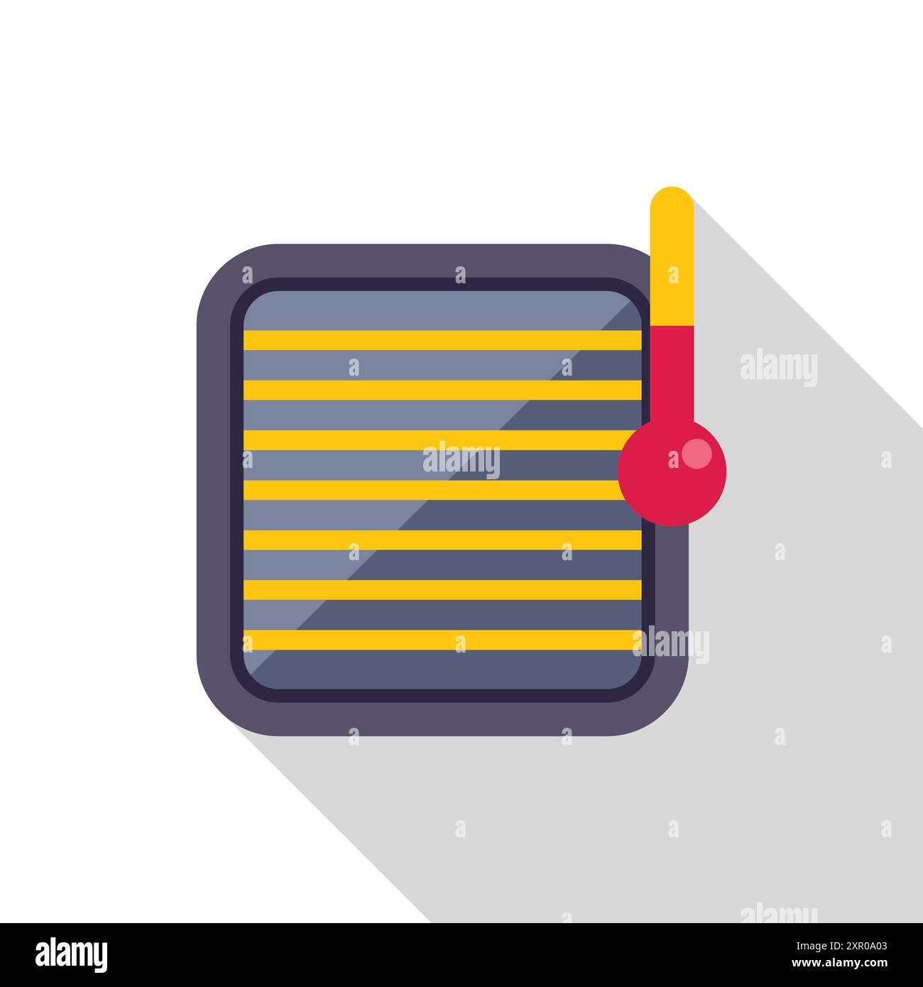 Radiatore che riscalda una stanza con una temperatura elevata visualizzata su un termometro Illustrazione Vettoriale
