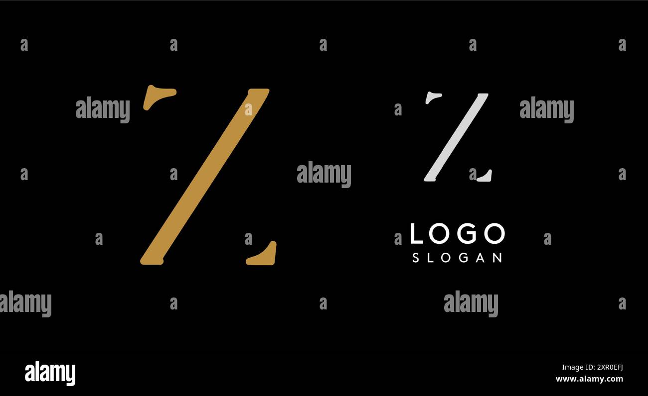 Logo minimalista con lettera Z in oro su sfondo nero per un marchio di lusso, bellezza e moda, un'identità aziendale di qualità e all'avanguardia Illustrazione Vettoriale