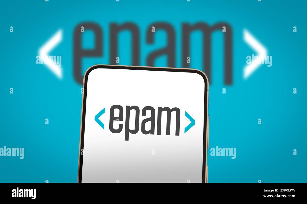 Logo aziendale Epam visualizzato sullo smartphone Foto Stock