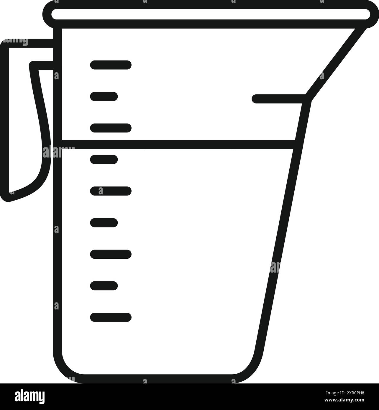 Icona della tazza graduata che rappresenta il concetto di misurazione accurata dei liquidi per la cottura e la cottura Illustrazione Vettoriale