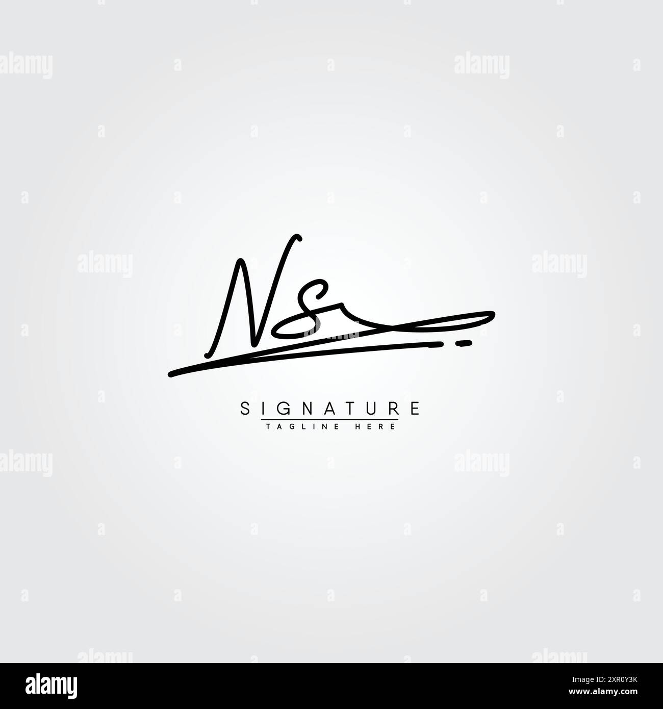 Logo NS Signature - modello di logo vettoriale scritto a mano per alfabeto NS Illustrazione Vettoriale