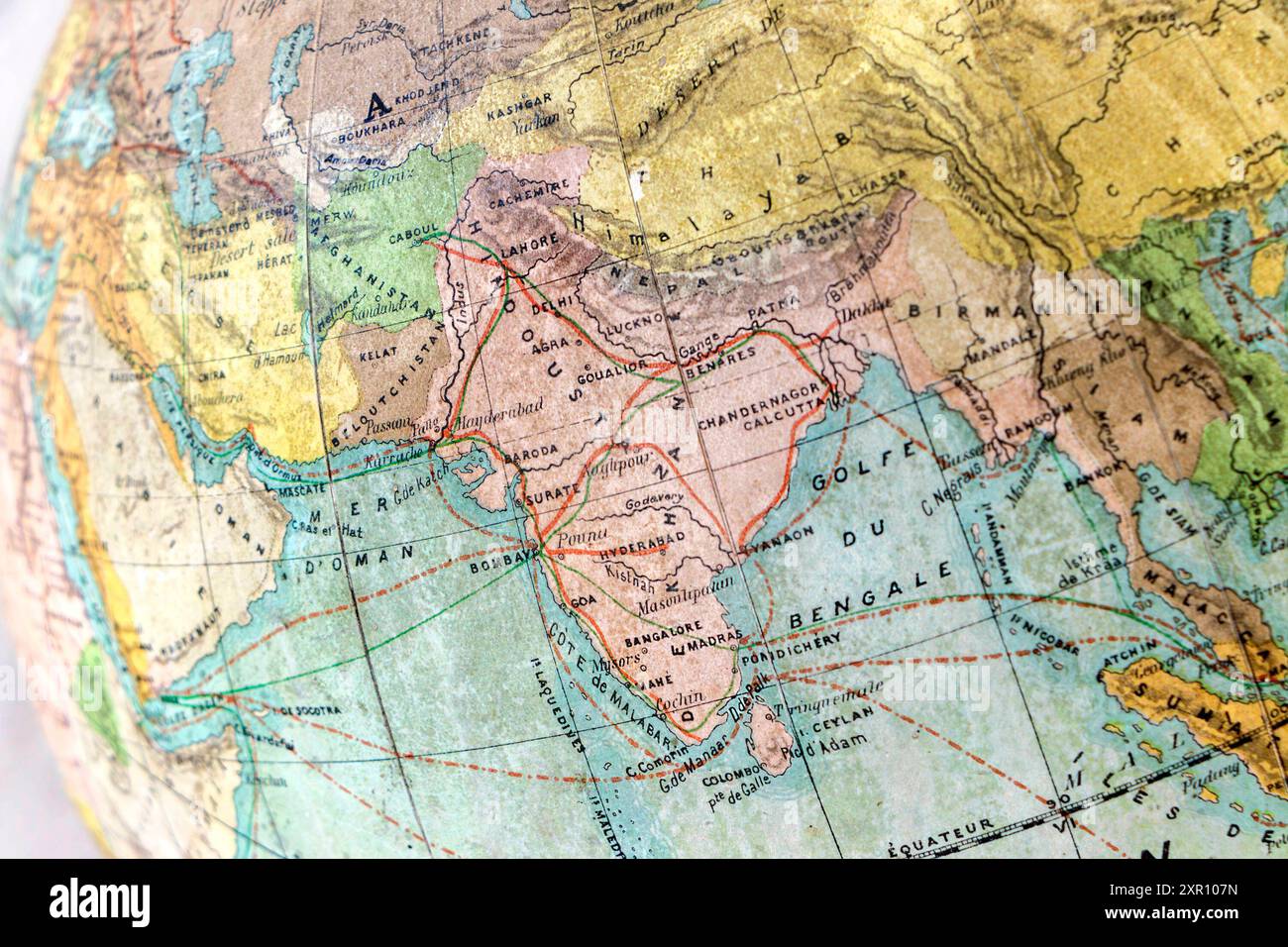 mappa mondiale francese d'epoca della terra Foto Stock