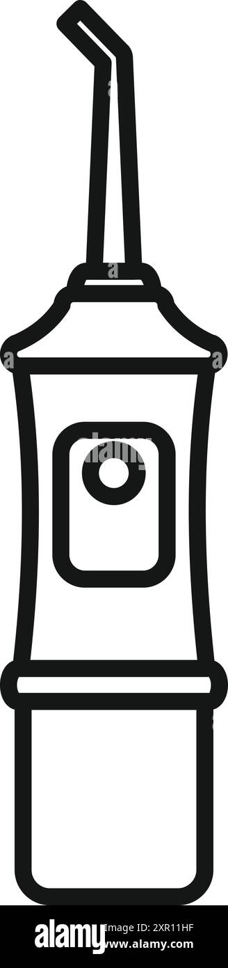 Semplice disegno in linea di un flussante elettrico dell'acqua, sottolineando l'importanza della cura dentale per denti e gengive sani Illustrazione Vettoriale
