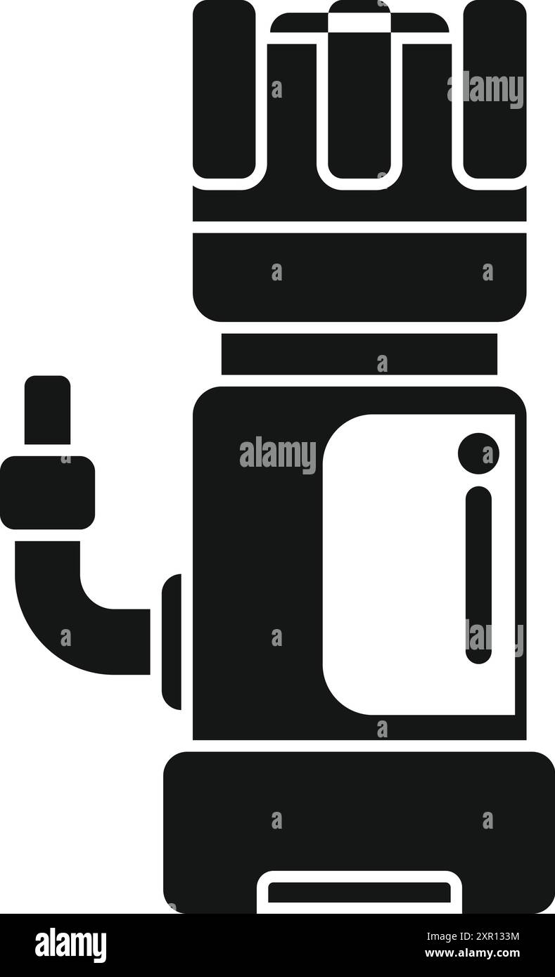 Silhouette nera di una pompa dell'acqua con tubo, utilizzata nei sistemi idraulici per la circolazione dell'acqua Illustrazione Vettoriale Silhouette nera di una pompa dell'acqua con tubo, utilizzata nei sistemi idraulici per la circolazione dell'acqua Illustrazione Vettoriale