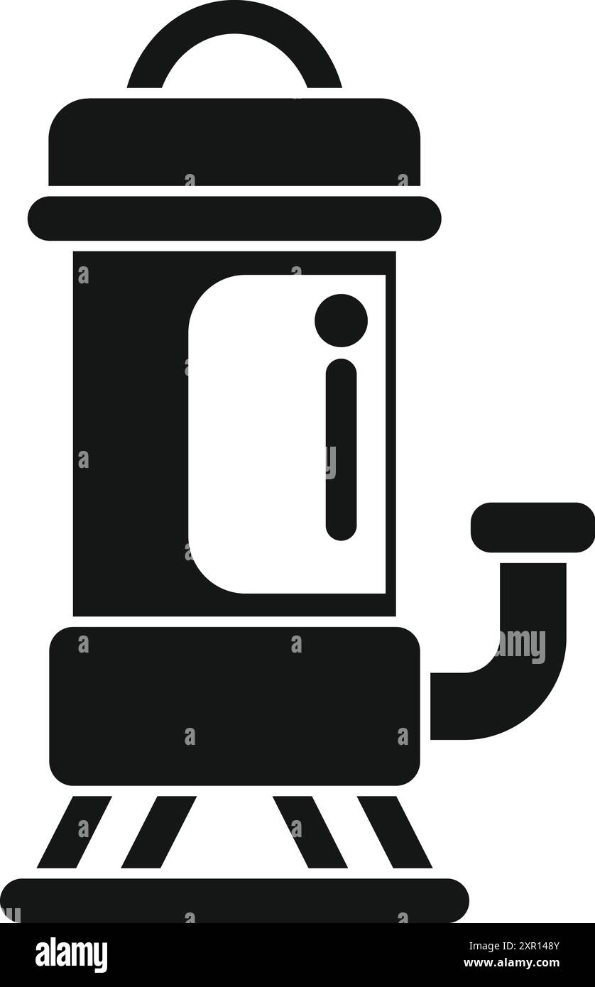 Icona nera della silhouette di una pompa per pozzi d'acqua che aspira acqua per un sistema di irrigazione Illustrazione Vettoriale