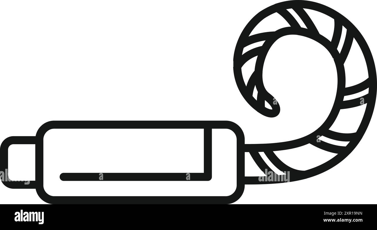 Semplice icona line art raffigurante un soffiatore di feste, perfetta per rappresentare celebrazioni ed eventi festivi Illustrazione Vettoriale