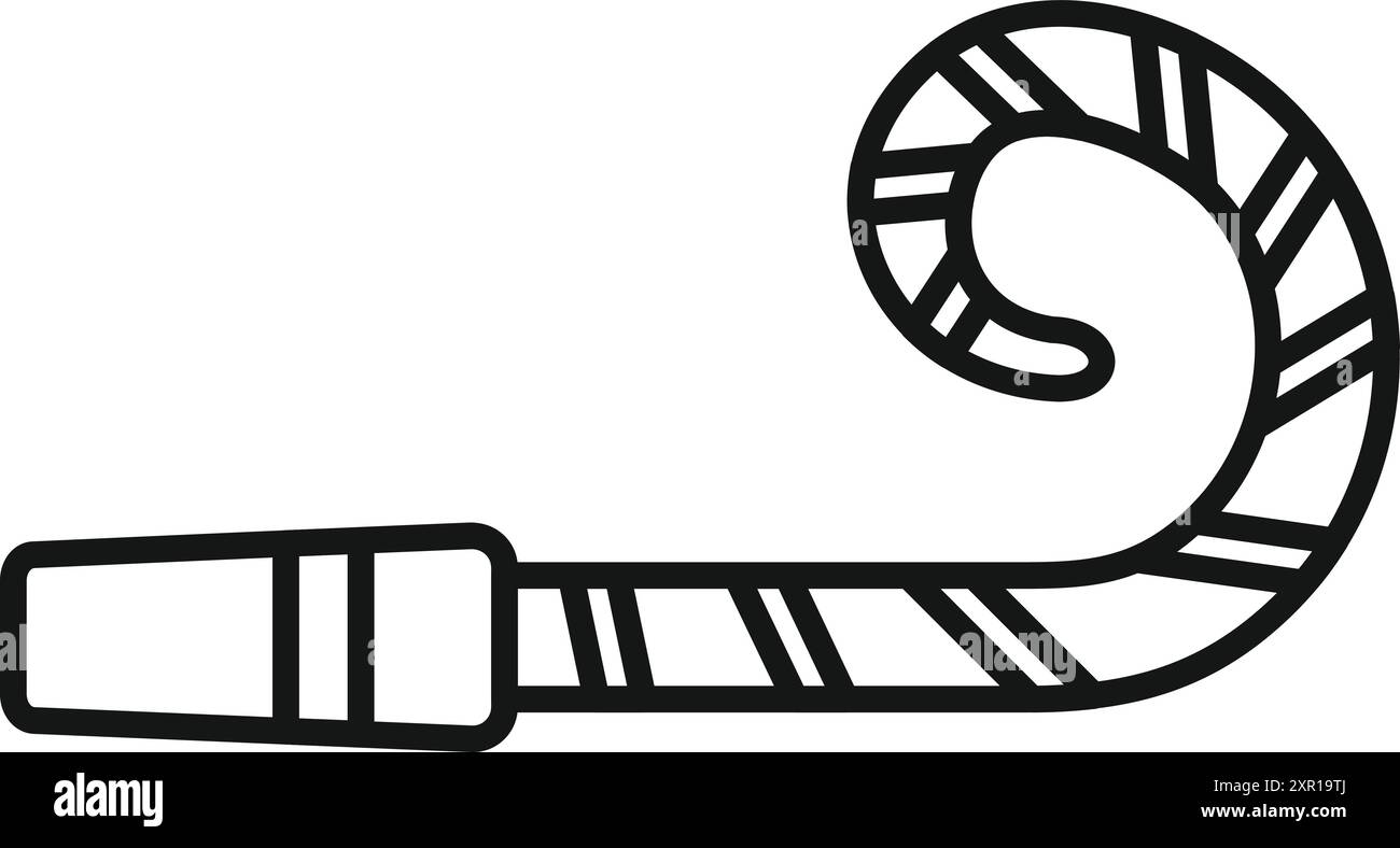 Semplice disegno in linea di un soffiatore di feste, perfetto per rappresentare celebrazioni e occasioni di festa Illustrazione Vettoriale