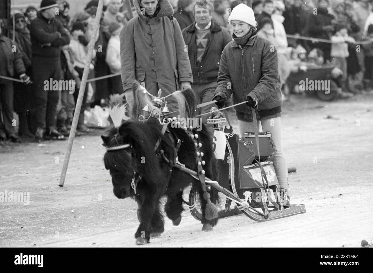 Cuciture ad anello con slitta Spaarndam, cuciture ad anello, ghiaccio, pista di pattinaggio, hockey su ghiaccio, Spaarndam, 16-02-1986, Whizgle Dutch News: immagini storiche su misura per il futuro. Esplora il passato dei Paesi Bassi con prospettive moderne attraverso le immagini delle agenzie olandesi. Colmare gli eventi di ieri con gli approfondimenti di domani. Intraprendi un viaggio senza tempo con storie che plasmano il nostro futuro. Foto Stock