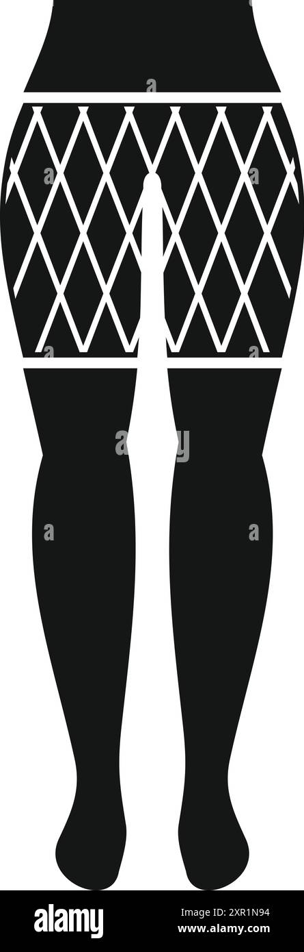 Silhouette nera di gambe da donna che indossano calze a compressione per vene varicose Illustrazione Vettoriale