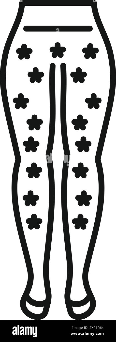 Semplice disegno di collant da donna con motivo floreale, perfetto per i design legati alla moda e all'abbigliamento Illustrazione Vettoriale