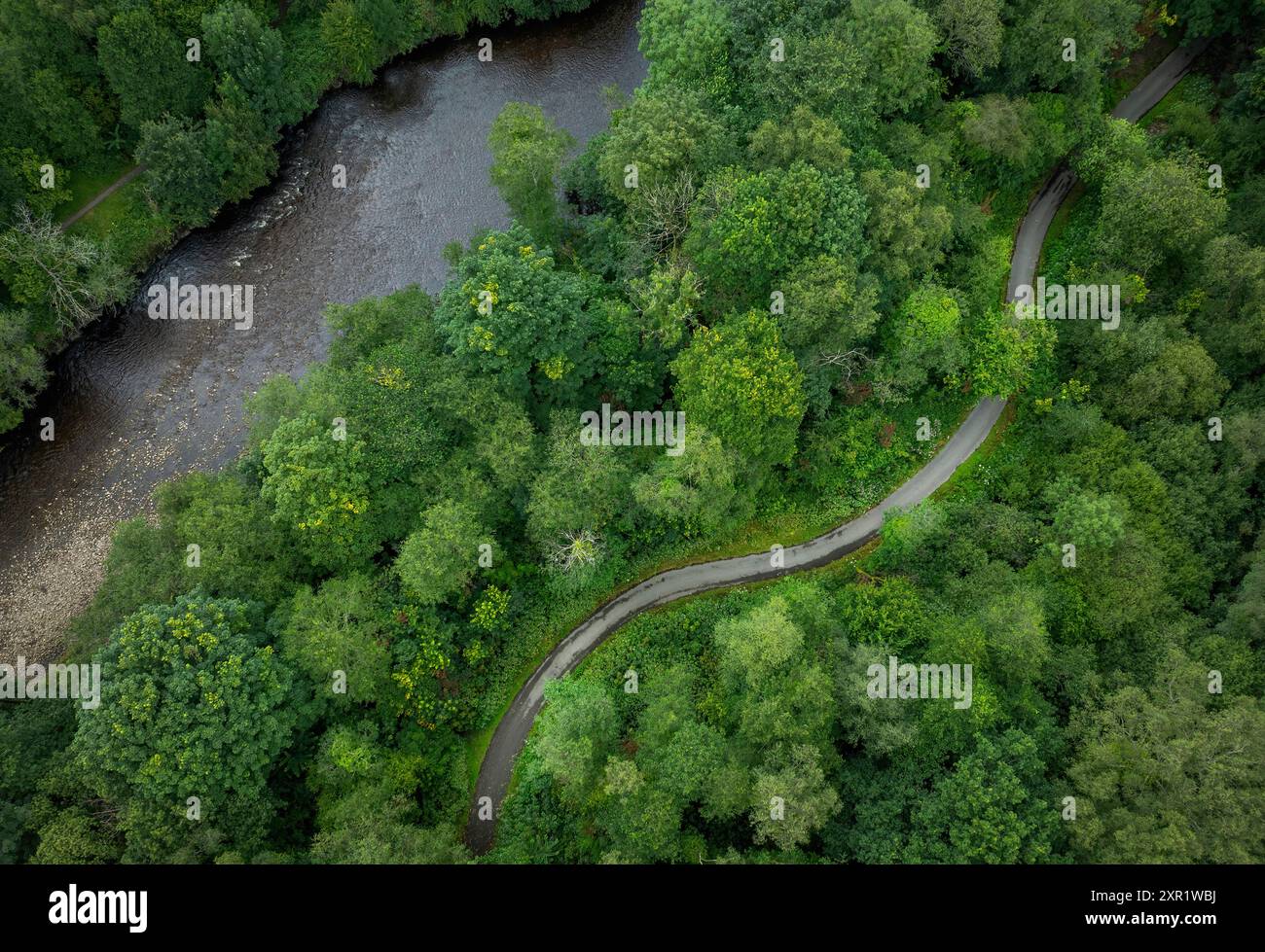 Il percorso lungo il fiume Tawe vicino a Pontardawe a Swansea nel Regno Unito Foto Stock