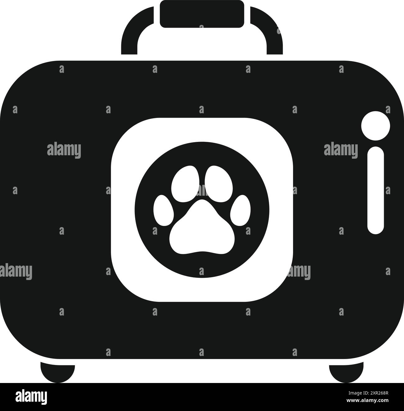 Sagoma in bianco e nero di una custodia veterinaria con l'icona di una zampa Illustrazione Vettoriale