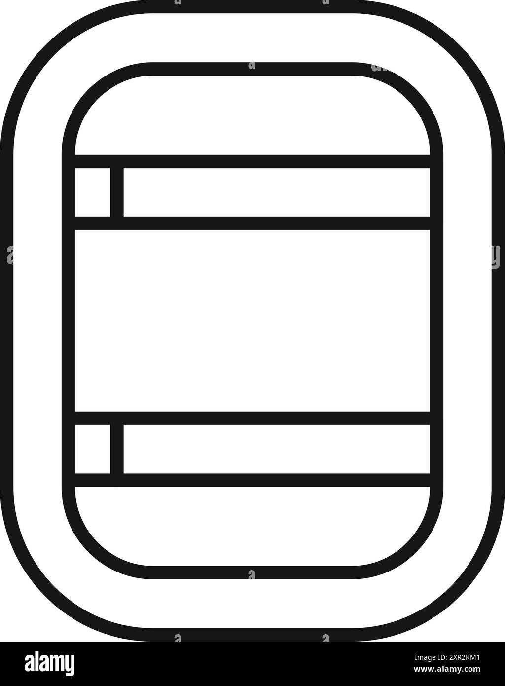 Semplice disegno lineare di una finestra di un velivolo chiusa con tre linee orizzontali Illustrazione Vettoriale
