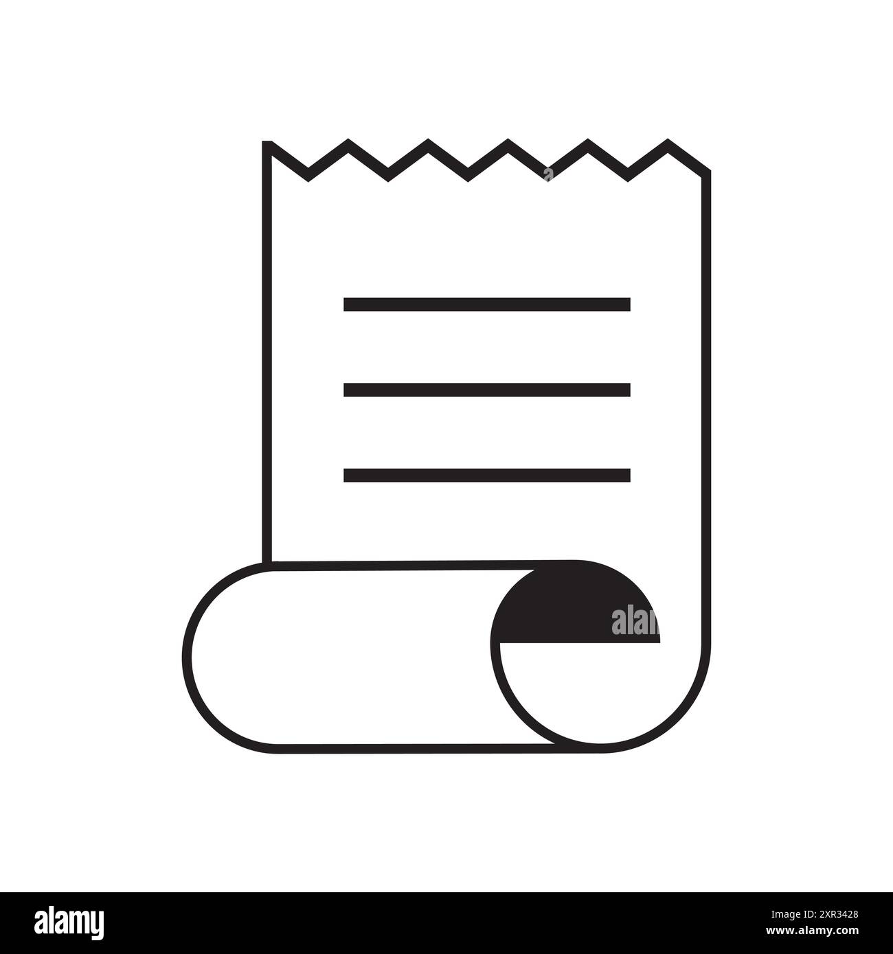 Icona ricevuta. Bianco e nero. Design semplice. Illustrazione vettoriale. Illustrazione Vettoriale