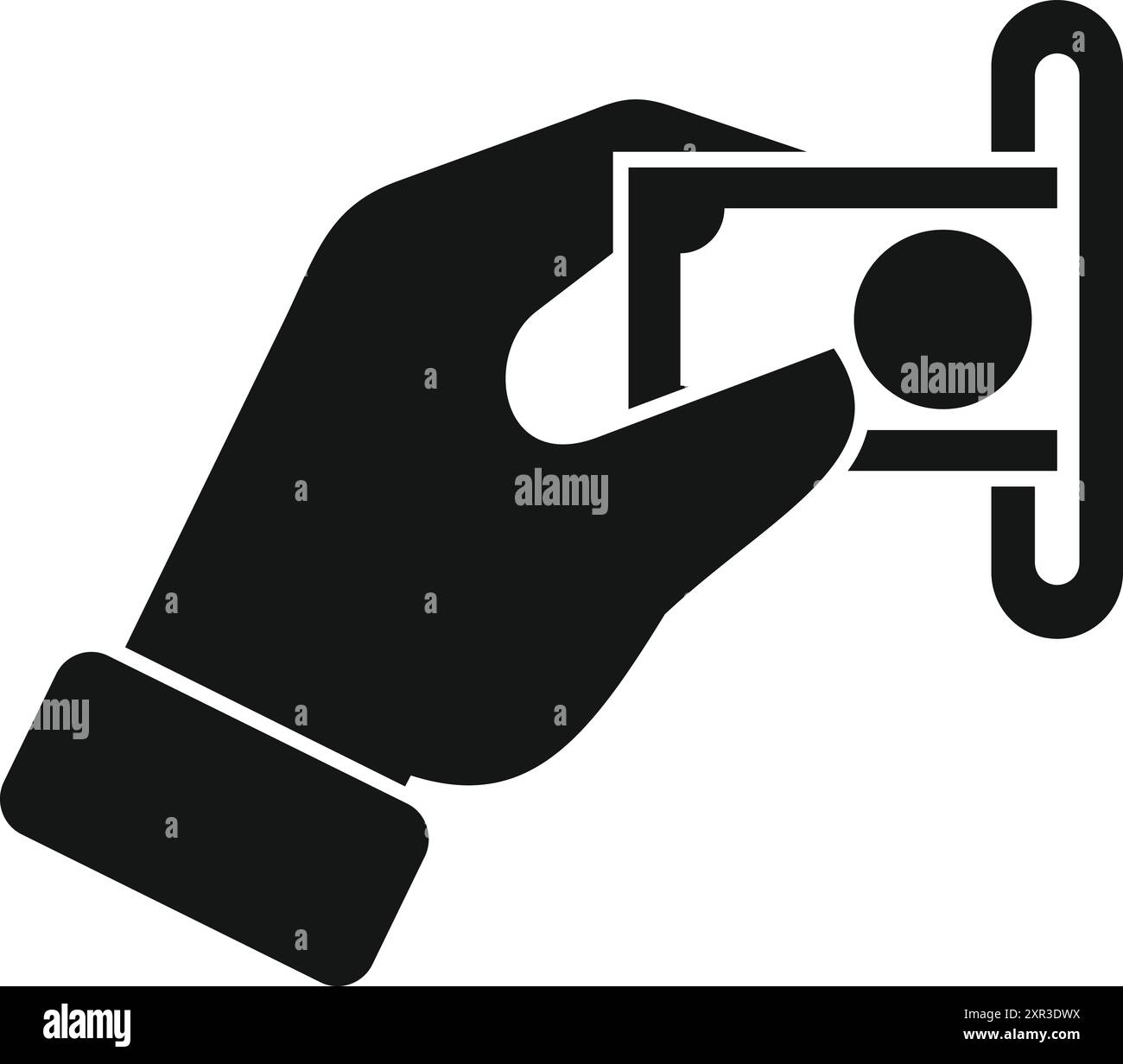 Uomo d'affari che inserisce a mano banconote nell'icona bancomat, stile semplice Illustrazione Vettoriale