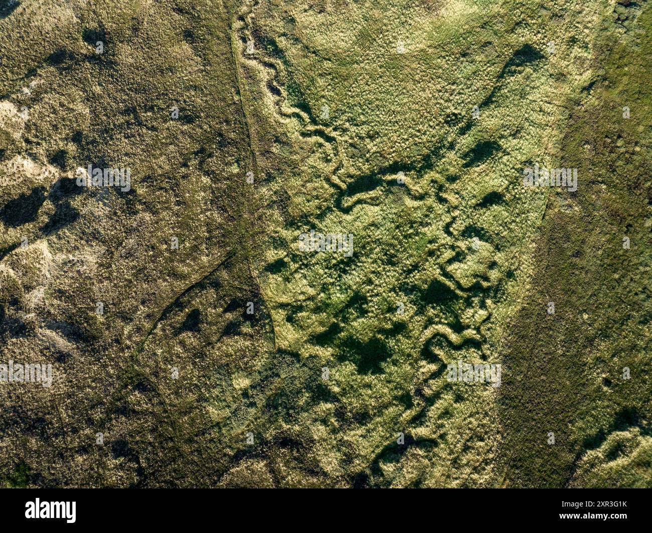 Vista aerea delle dune di sabbia del parco nazionale Thy sulla costa occidentale della Danimarca Foto Stock