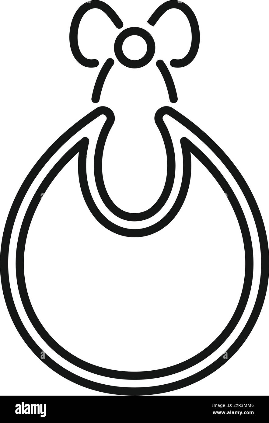 Semplice disegno in bianco e nero che raffigura un bavaglino con un papillon, perfetto per i progetti relativi all'allattamento Illustrazione Vettoriale