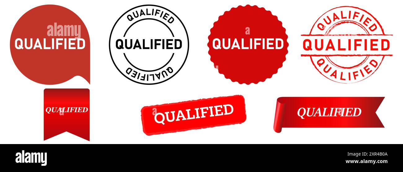 icona del design della collezione di timbri approvata qualificata approvazione set accettato Illustrazione Vettoriale