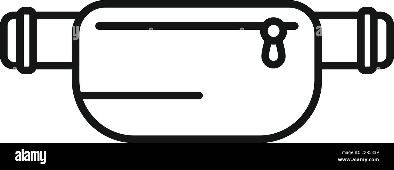 Semplice disegno in linea di una piccola borsa in vita per il trasporto di effetti personali Illustrazione Vettoriale