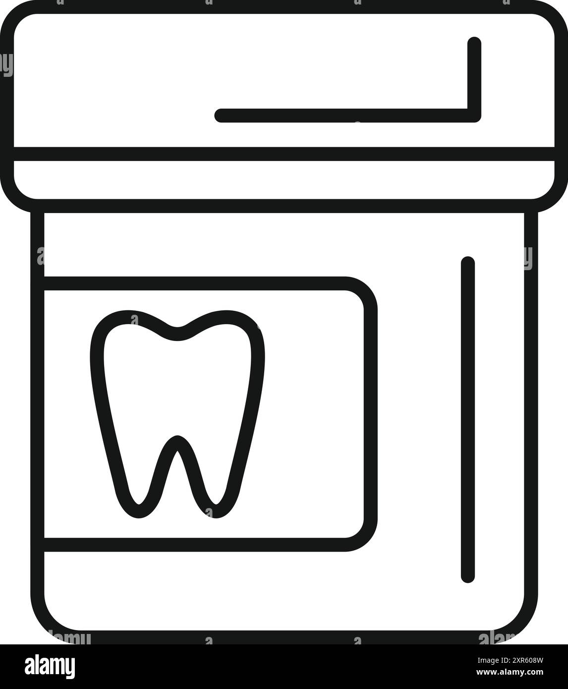 Disegno lineare di un tubo per dentifricio, per una buona igiene orale e cure dentistiche Illustrazione Vettoriale