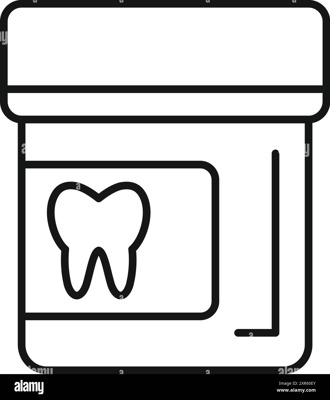 Semplice icona a forma di linea di un tubo, probabilmente contenente dentifricio o prodotto sbiancante per la cura orale Illustrazione Vettoriale