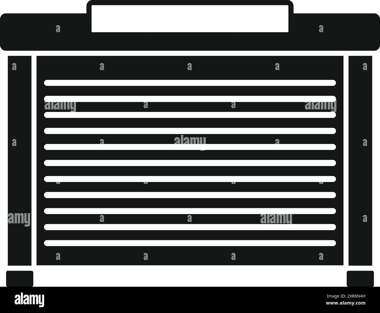 Icona in bianco e nero di una porta chiusa del garage, che garantisce sicurezza e tranquillità Illustrazione Vettoriale