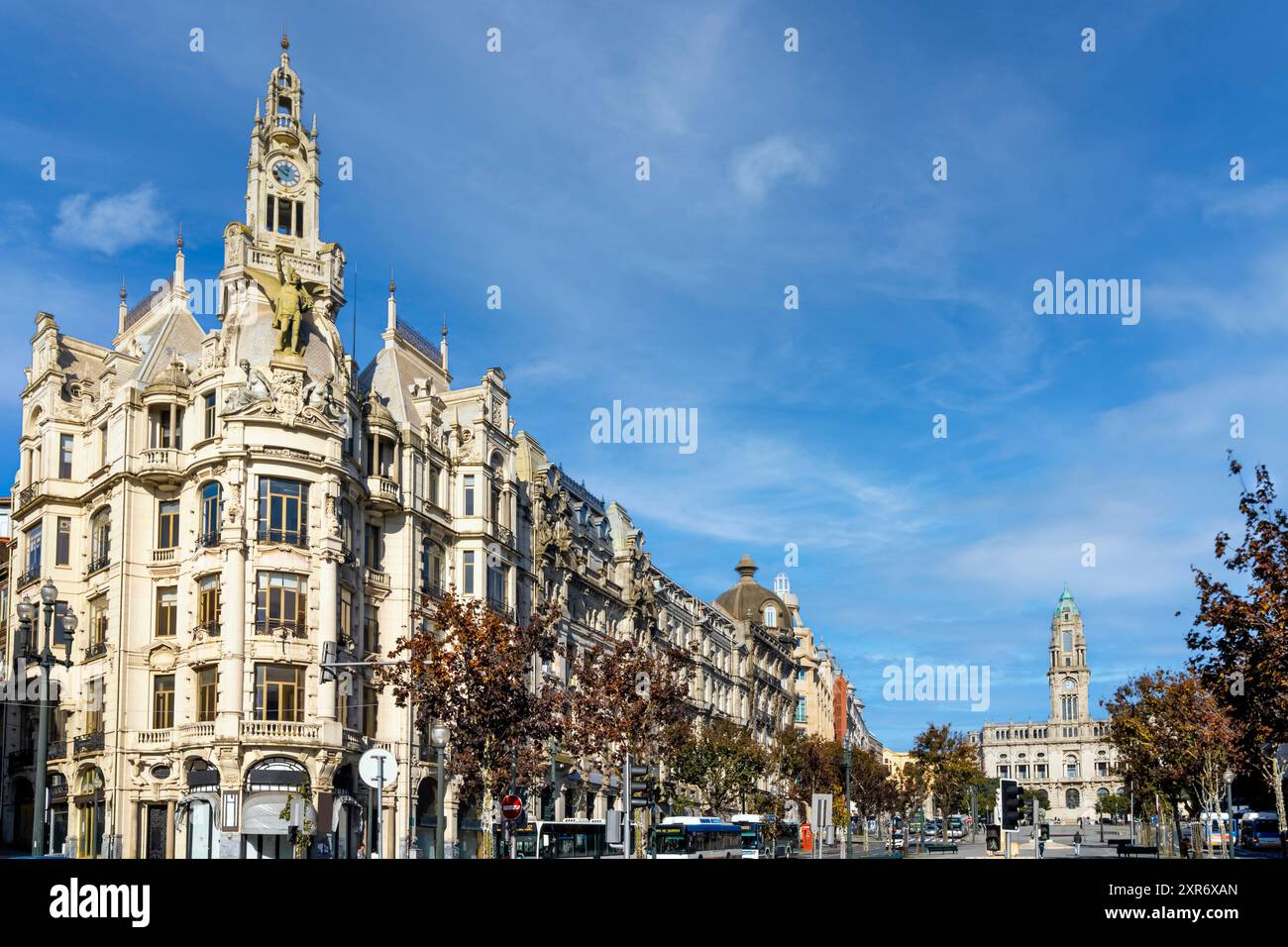 Aliados Avenue, Porto, Portogallo Foto Stock