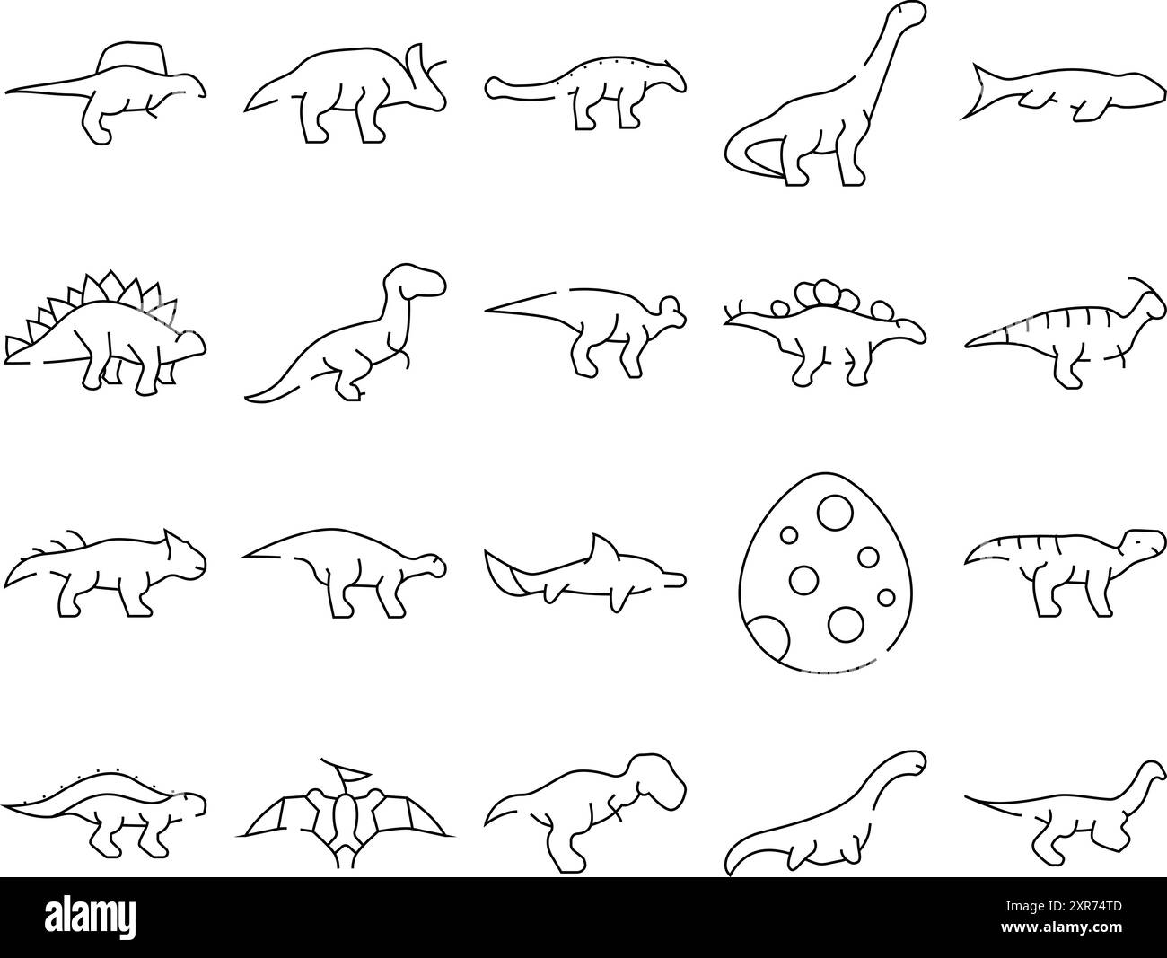 Dinosauro Wild Animal Collection icone Set Vector Illustrazione Vettoriale