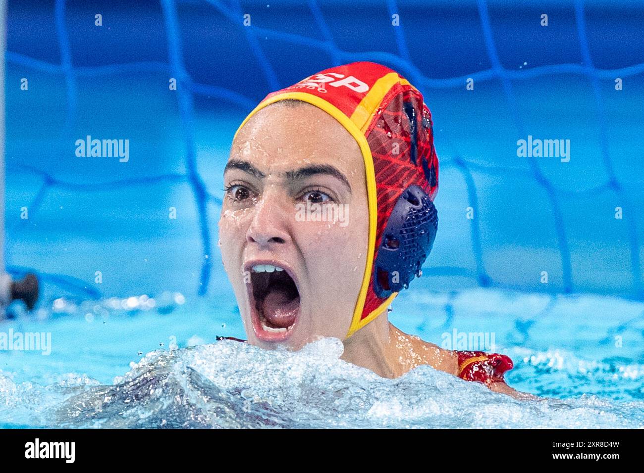 Parigi, Francia. 8 agosto 2024. PARIGI, FRANCIA - 8 AGOSTO: La Spagna Martina Terre reagisce dopo la partita di pallacanestro - Giochi Olimpici di Parigi 2024 tra Paesi Bassi e Spagna il 13° giorno a la Defense l'8 agosto 2024 a Parigi, Francia. (Foto di Joris Verwijst/Agenzia BSR) credito: Agenzia BSR/Alamy Live News Foto Stock