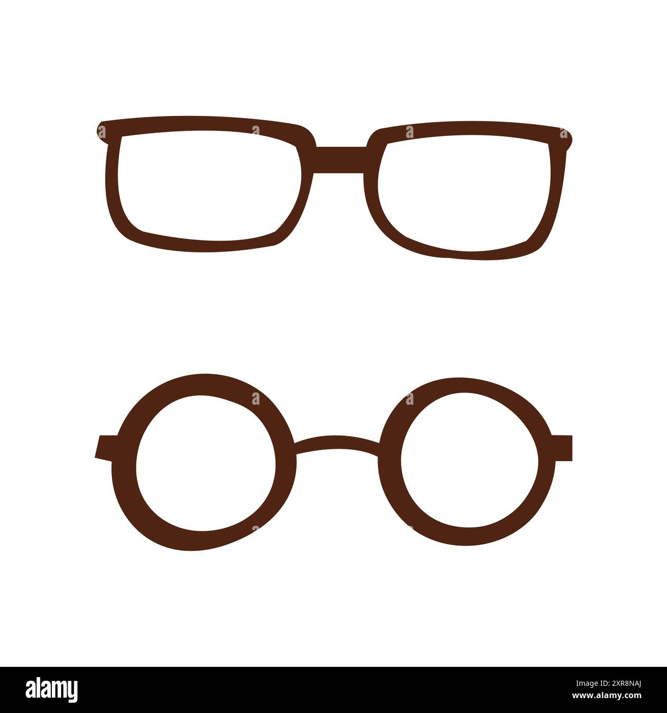 Illustrazione del doodle piatto con occhiali da vista. Concetto medico e ottico per la salute. Illustrazione Vettoriale