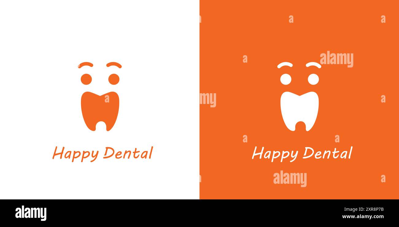 Il logo Happy Dental è unico e divertente Illustrazione Vettoriale