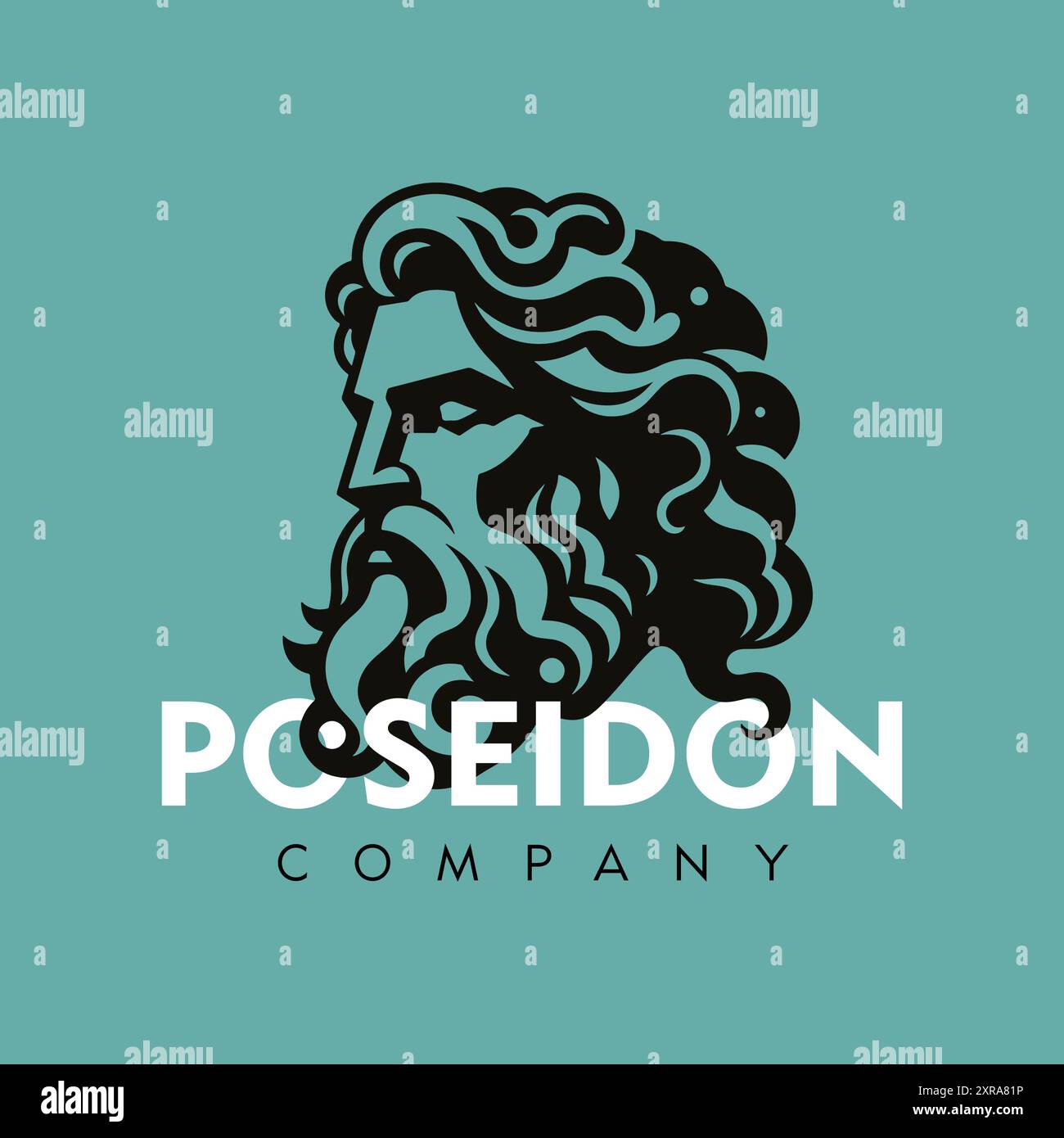 Poseidon Company - illustrazione del logo Vector Flat Illustrazione Vettoriale