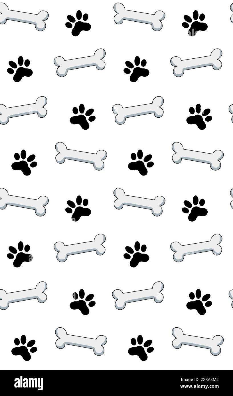 Sfondo senza giunture - pet paw stampa e osso Foto Stock