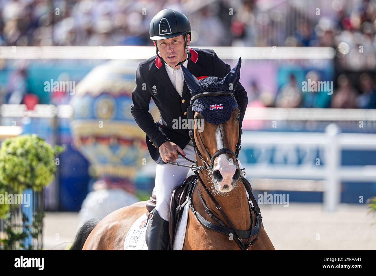 Versailles, Francia. 6 agosto 2024. VERSAILLES, FRANCIA - 6 AGOSTO: Scott Brash del Regno Unito gareggia nella finale individuale di salto durante l'11° giorno dei Giochi Equestri - Olimpici di Parigi 2024 al Castello di Versailles il 6 agosto 2024 a Versailles, Francia. (Foto di Andre Weening/Orange Pictures) credito: Orange Pics BV/Alamy Live News Foto Stock