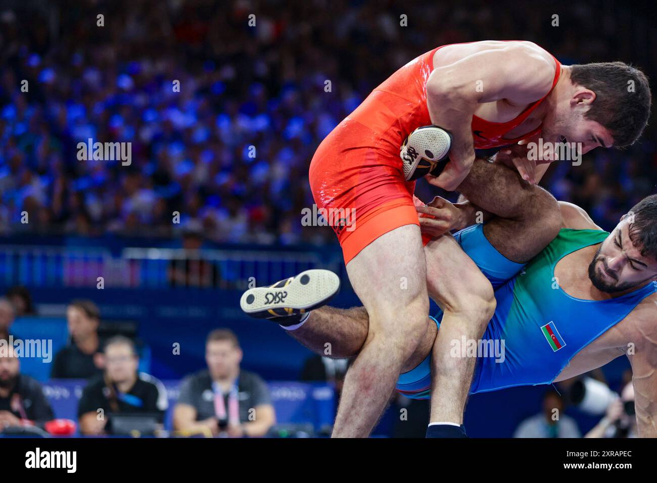 09 agosto 2024, Giochi Olimpici di Parigi 2024, qualificazioni lotta credito: Nderim Kaceli/Alamy Live News Foto Stock