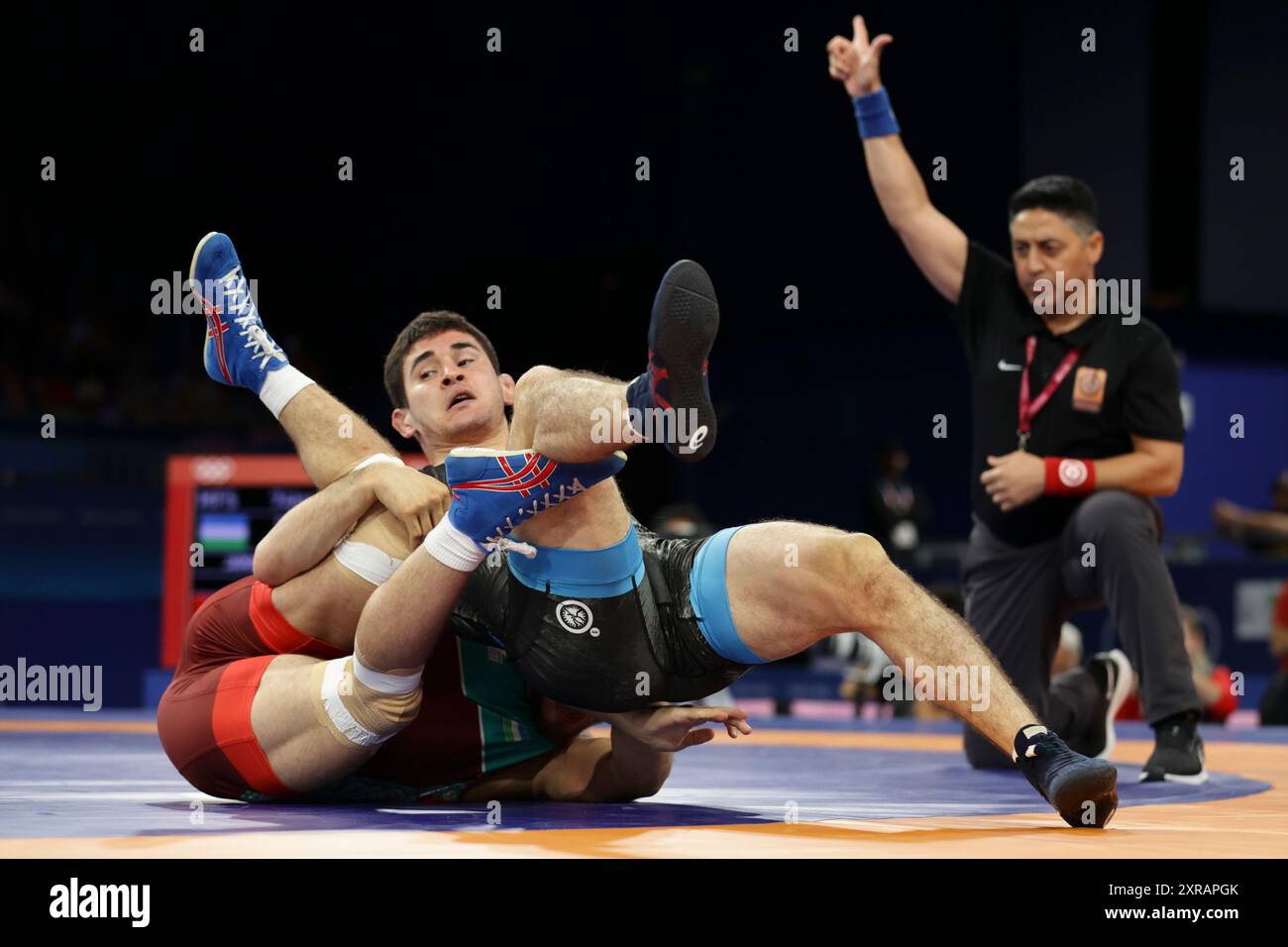 09 agosto 2024, Giochi Olimpici di Parigi 2024, qualificazioni lotta credito: Nderim Kaceli/Alamy Live News Foto Stock