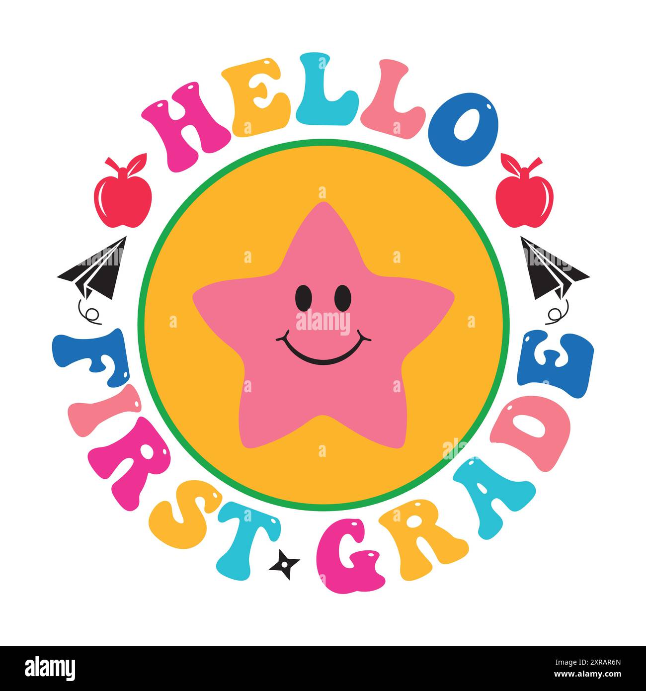 T-Shirt Design Back to School Design Lettering Concept Illustrazione Vettoriale