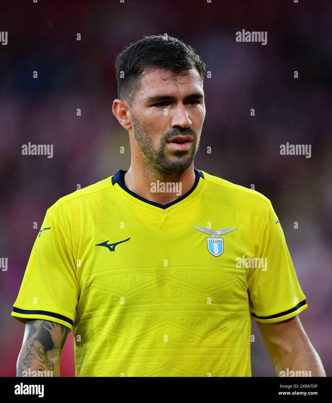 Alessio Romagnoli della SS Lazio. Il difensore è stato poi mandato via dopo un incidente con Carlos Alcaraz di Southampton - Southampton contro Lazio, Pre Season Friendly, St Mary's Stadium, Southampton, Regno Unito - 7 agosto 2024 solo uso editoriale - si applicano restrizioni DataCo Foto Stock