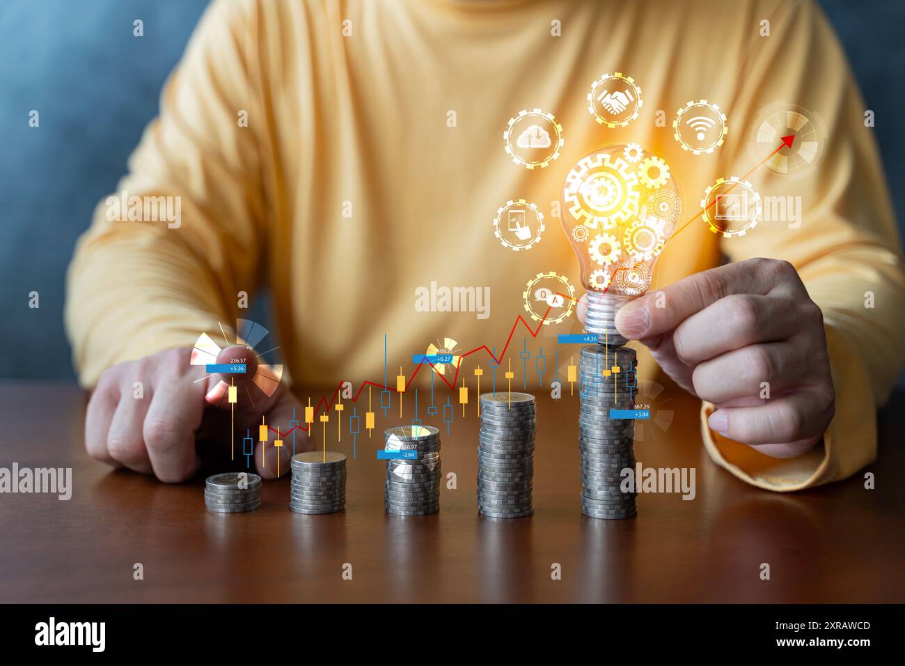 Gestione delle operazioni che coinvolge processi e flussi di lavoro aziendali, risoluzione dei problemi, prestazioni elevate, monitoraggio e valutazione, controllo qualità. Concetto Foto Stock