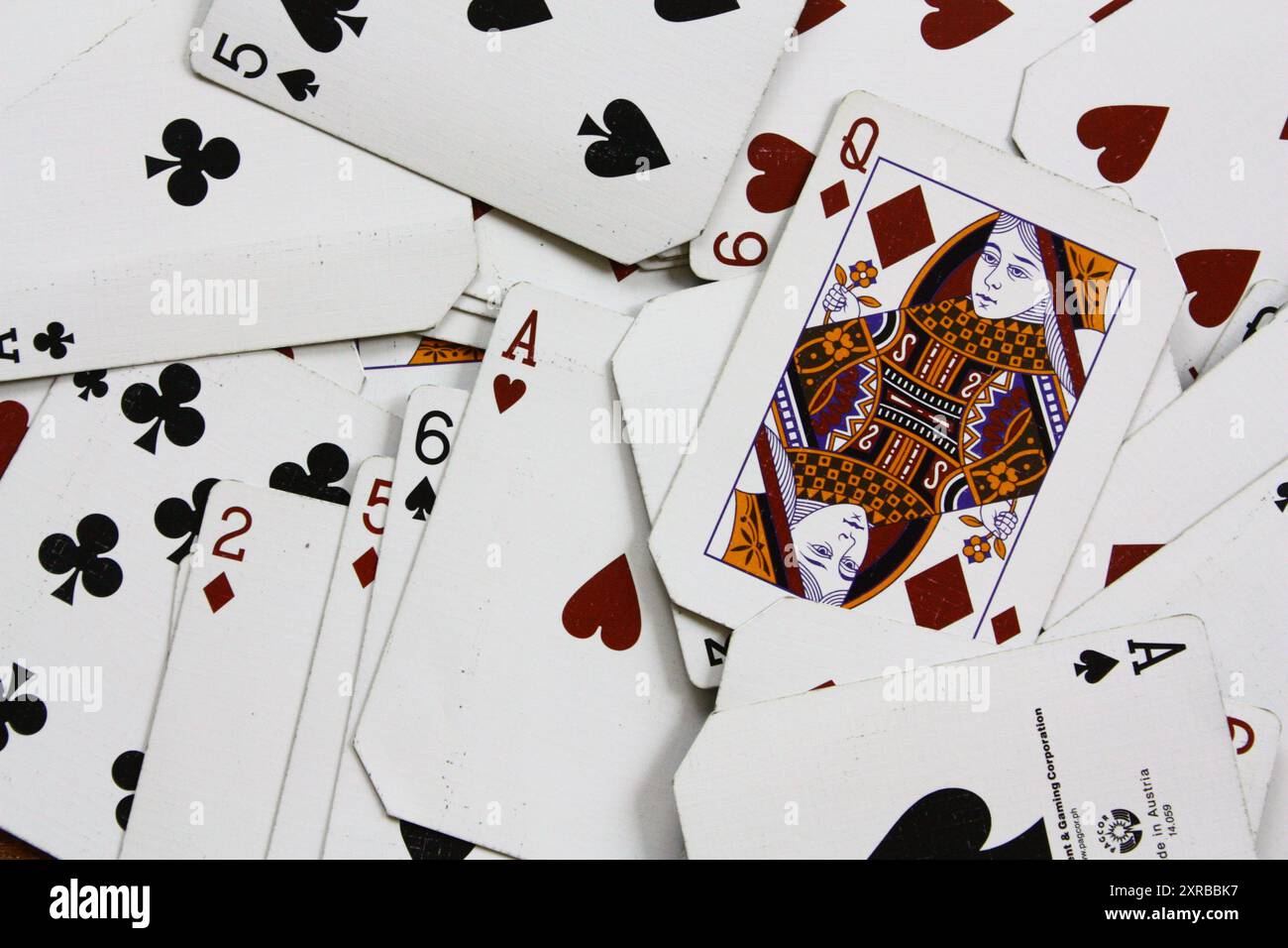 Vista a volo d'uccello delle carte da gioco Foto Stock