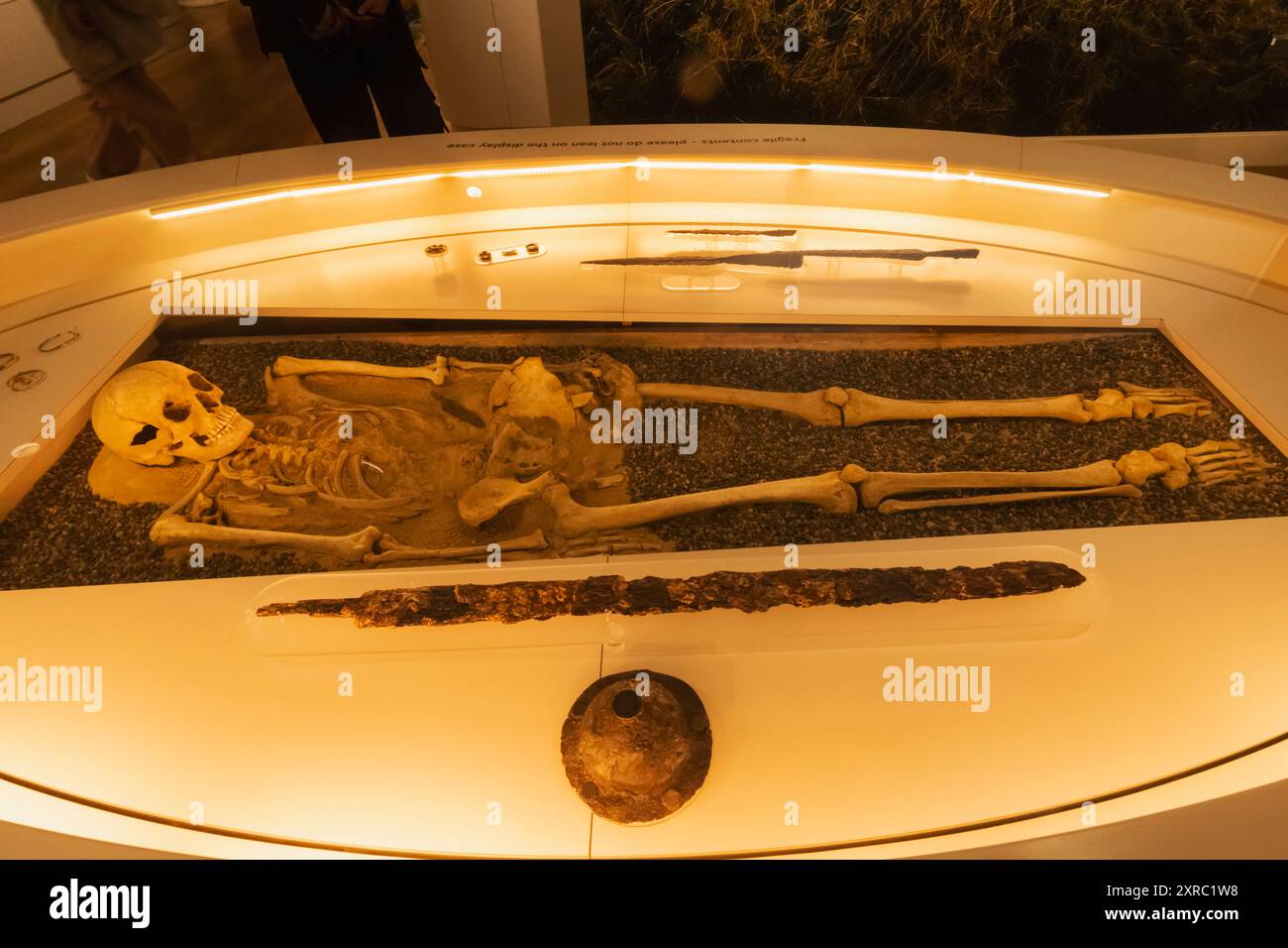 Inghilterra, Kent, Folkestone, Museo Folkestone, mostra di resti di sepoltura anglosassoni 'Aefre' datati 6-VII secolo d.C. Foto Stock