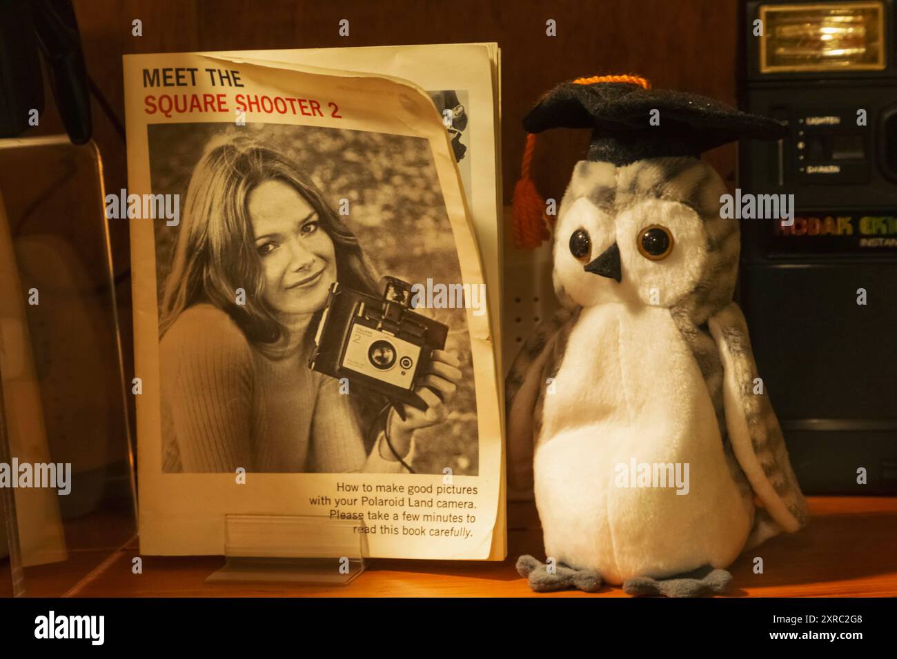 Inghilterra, Sussex, East Sussex, Seaford, Seaford Museum, mostra che mostra la pubblicità per la telecamera Polaroid Land Foto Stock
