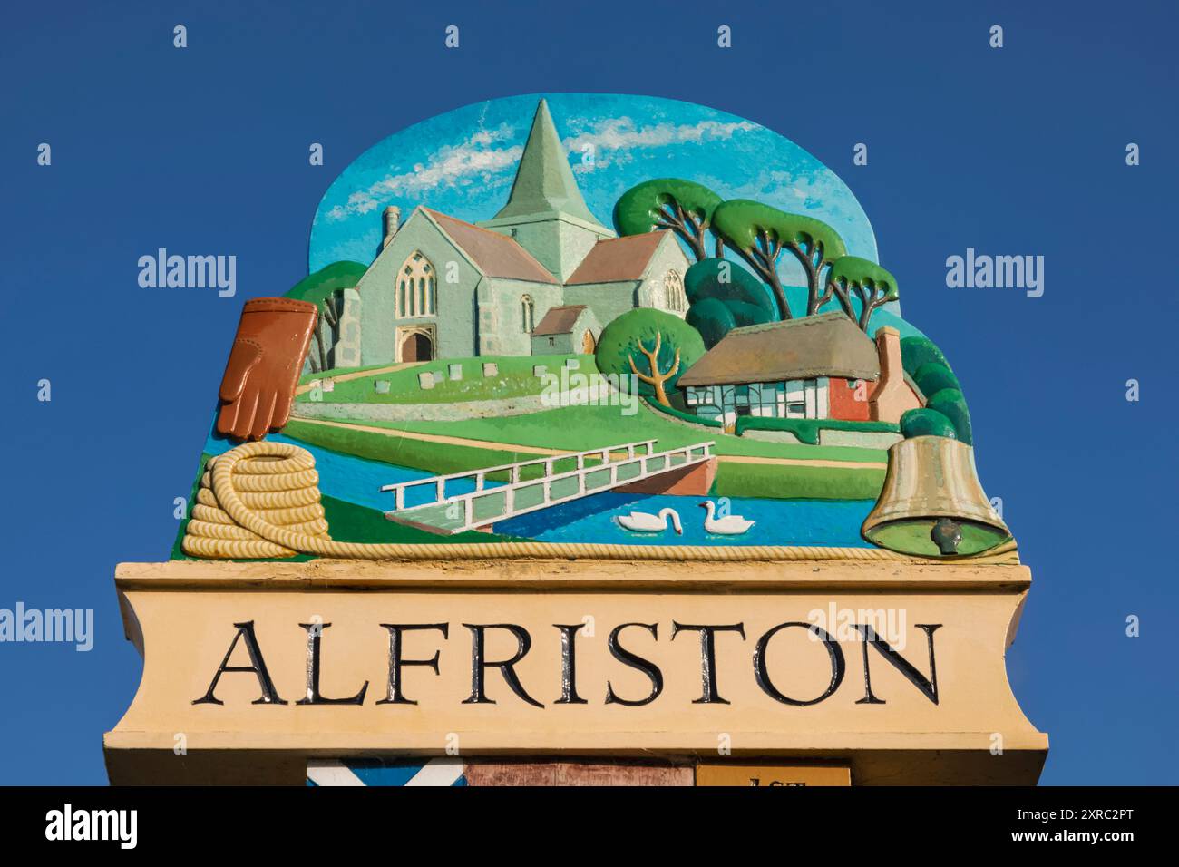 Inghilterra, East Sussex, Alfriston, Alfriston Village Sign Foto Stock